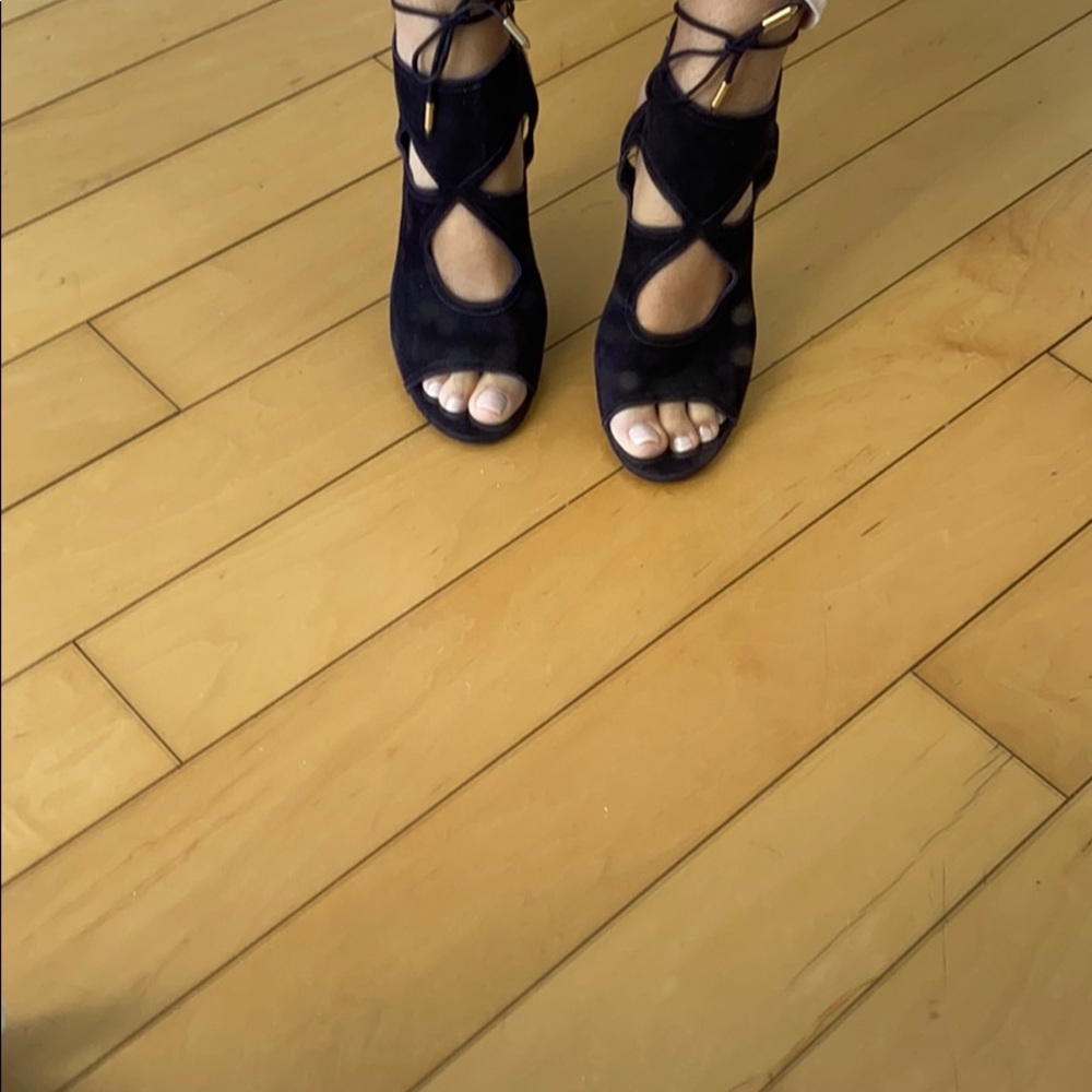 Aquazzura purple lace up heels